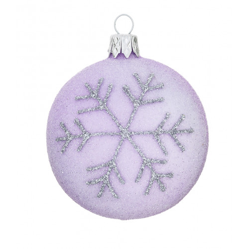 Violet frosted macaron with a silver snowflake