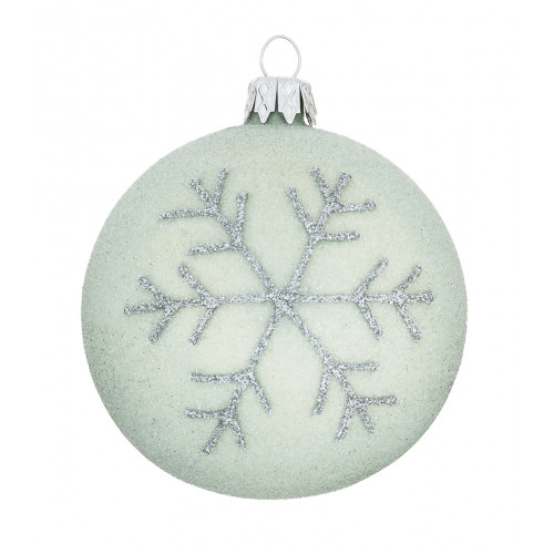 Green frosted bauble with a silver snowflake