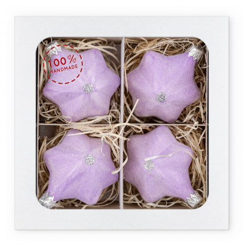 Purple sprinkled star with silver dot (4 pcs in pack)