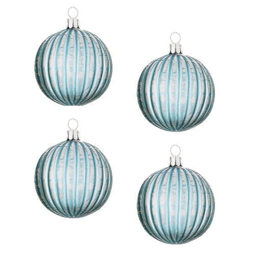 Rusty blue, silver decor - 6 cm (4 pcs in pack)