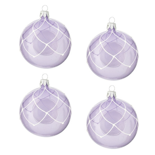 Glass Christmas ball with net, purple, semi-transparent -...